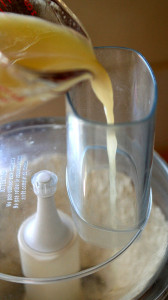 Adding the yeast to flour mixture